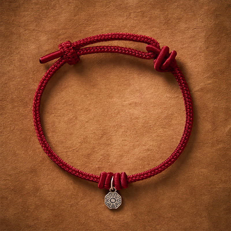Buddha Stones 925 Sterling Silber Bagua Rotes Schnurverbindungsarmband - Burgunderfarbene Schnur - 6,7–7,5 Zoll (17–19 cm) - image 11