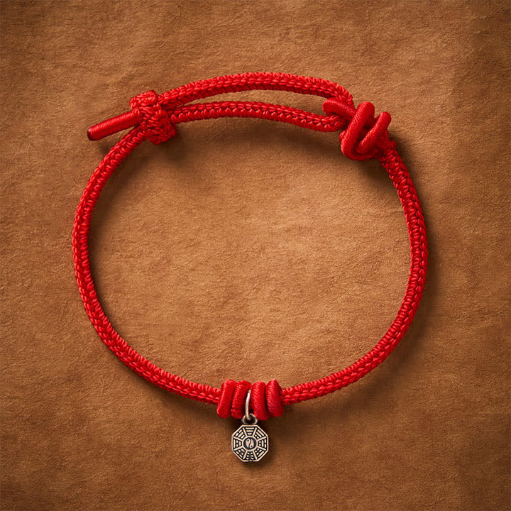 Buddha Stones 925 Sterling Silber Bagua Rotes Schnurverbindungsarmband - image 1