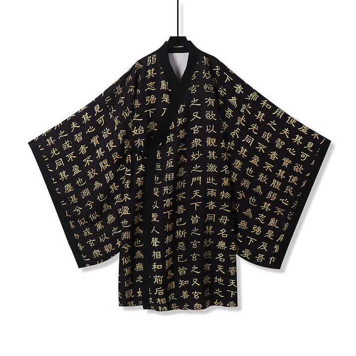 Buddha Stones Kimonos für Herren im Vintage-Stil mit Tao Te Ching-Print im Tang-Stil (Frühling) - image 1