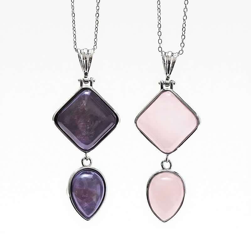 Buddha Stones Halskette mit Opal-Doppelanhänger aus Naturstein - image 11