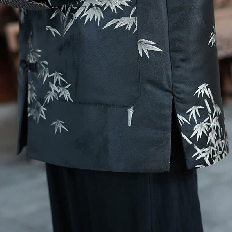 Buddha Stones Herbst/Winter Herrenjacken im Tang-Stil mit Vintage-Stehkragen, Kranichmuster und Tasche - image 18