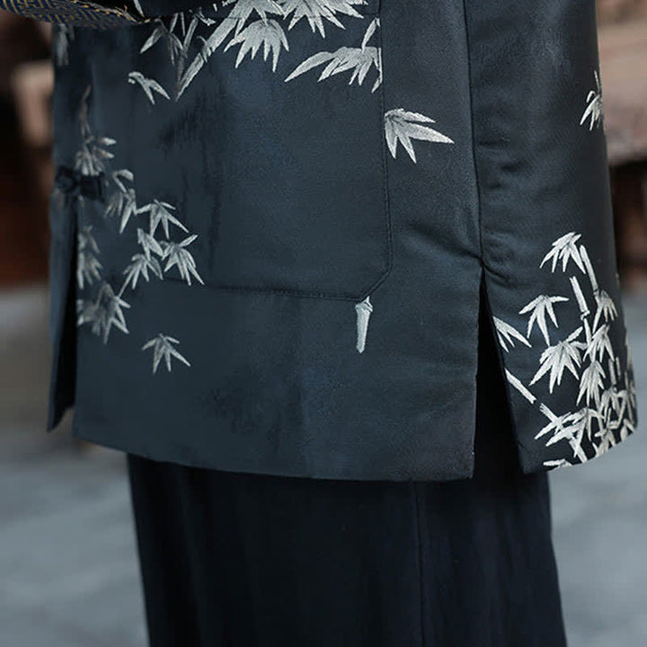 Buddha Stones Herbst/Winter Herrenjacken im Tang-Stil mit Vintage-Stehkragen, Kranichmuster und Tasche - image 18