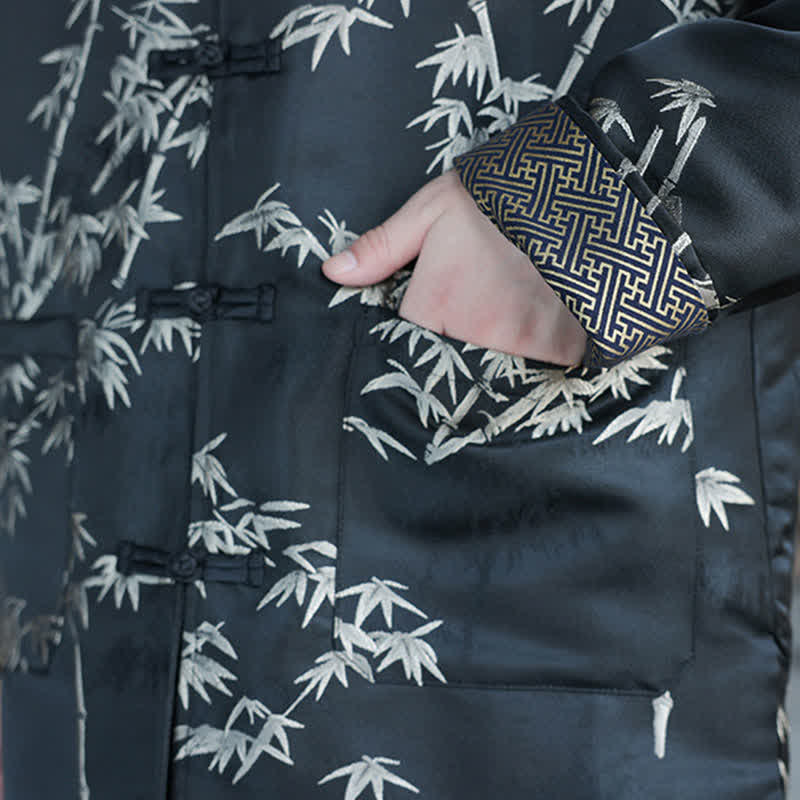 Buddha Stones Herbst/Winter Herrenjacken im Tang-Stil mit Vintage-Stehkragen, Kranichmuster und Tasche - image 17