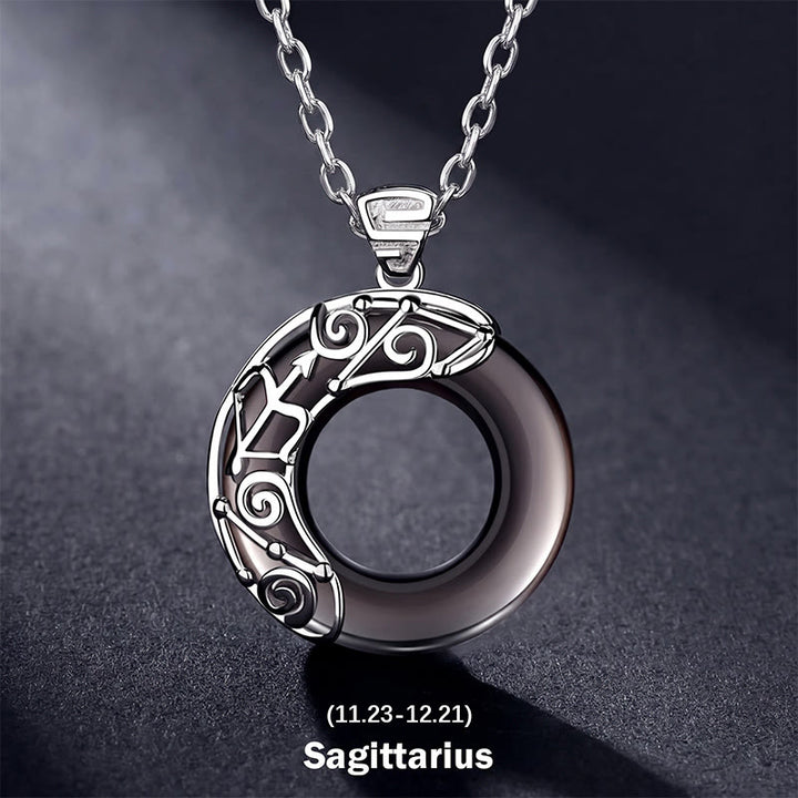 Buddha Stones 12 Sternbilder Eisobsidian Segen Halskette mit rundem Anhänger - Schütze - Kette aus 925er Sterlingsilber - image 18