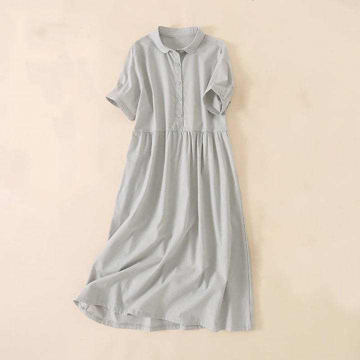 Sommerkleid mit Buddha Stones -Knöpfen, kurzen Ärmeln und Taschen - Leinen - US12, UK/AU16, EU44 (3XL) - image 5