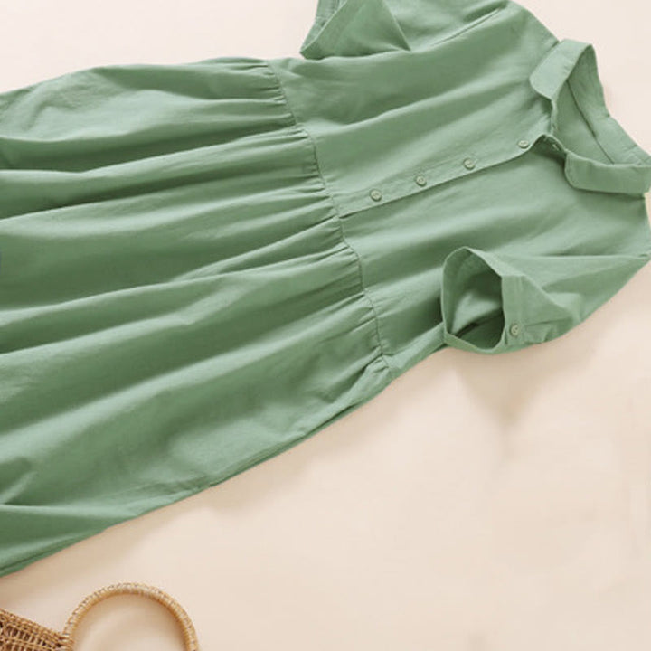 Sommerkleid mit Buddha Stones -Knöpfen, kurzen Ärmeln und Taschen - image 24