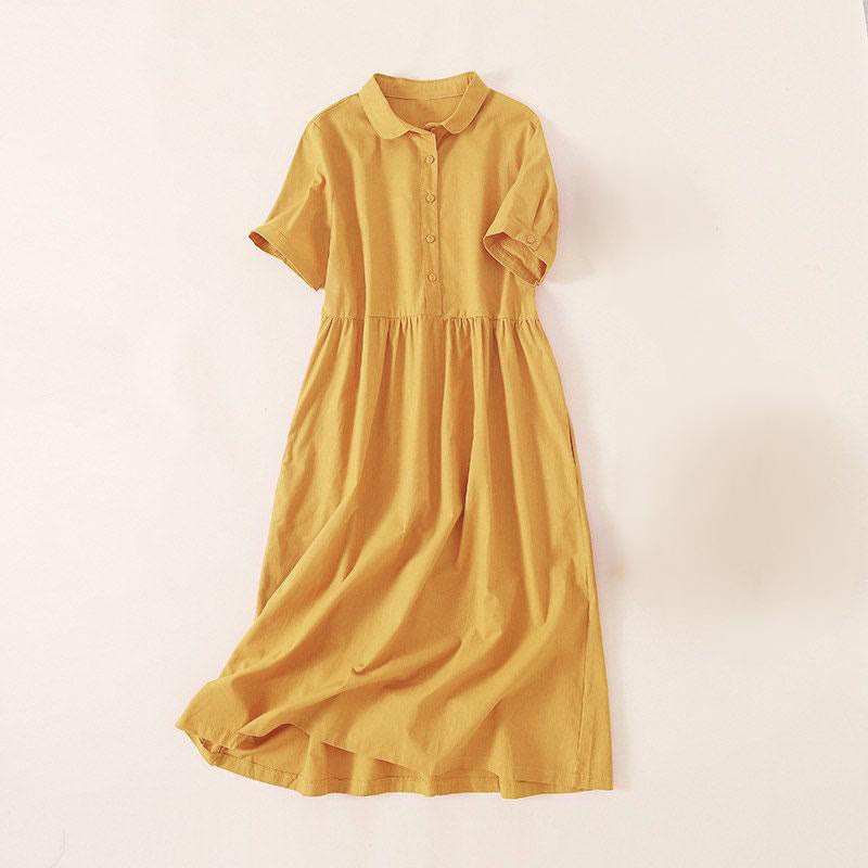 Sommerkleid mit Buddha Stones -Knöpfen, kurzen Ärmeln und Taschen - Gold - US12, UK/AU16, EU44 (3XL) - image 17