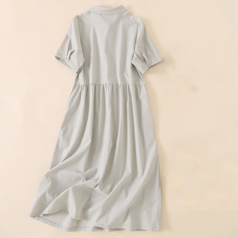 Sommerkleid mit Buddha Stones -Knöpfen, kurzen Ärmeln und Taschen - image 6