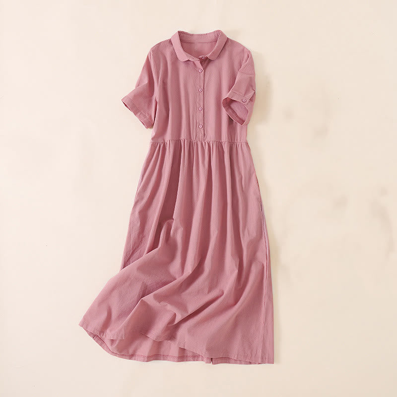 Sommerkleid mit Buddha Stones -Knöpfen, kurzen Ärmeln und Taschen - Blassviolettrot - US12, UK/AU16, EU44 (3XL) - image 0