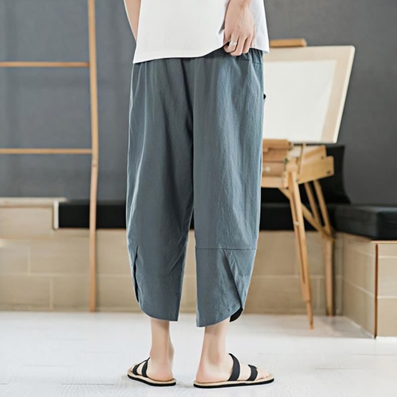 Buddha Stones Sommer-Herrenhose, einfarbig, Länge 7-8, Kordelzug, mit Taschen - image 4