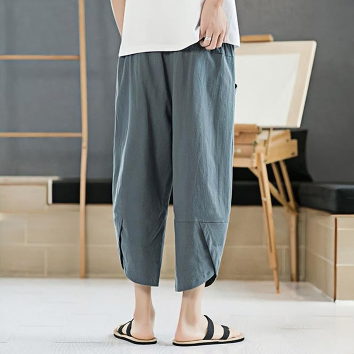 Buddha Stones Sommer-Herrenhose, einfarbig, Länge 7-8, Kordelzug, mit Taschen - image 4