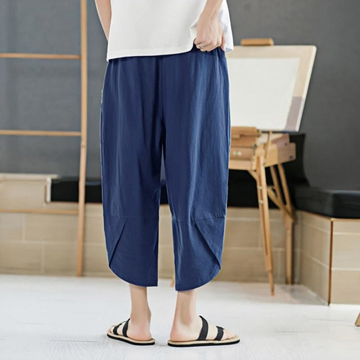 Buddha Stones Sommer-Herrenhose, einfarbig, Länge 7-8, Kordelzug, mit Taschen - image 25