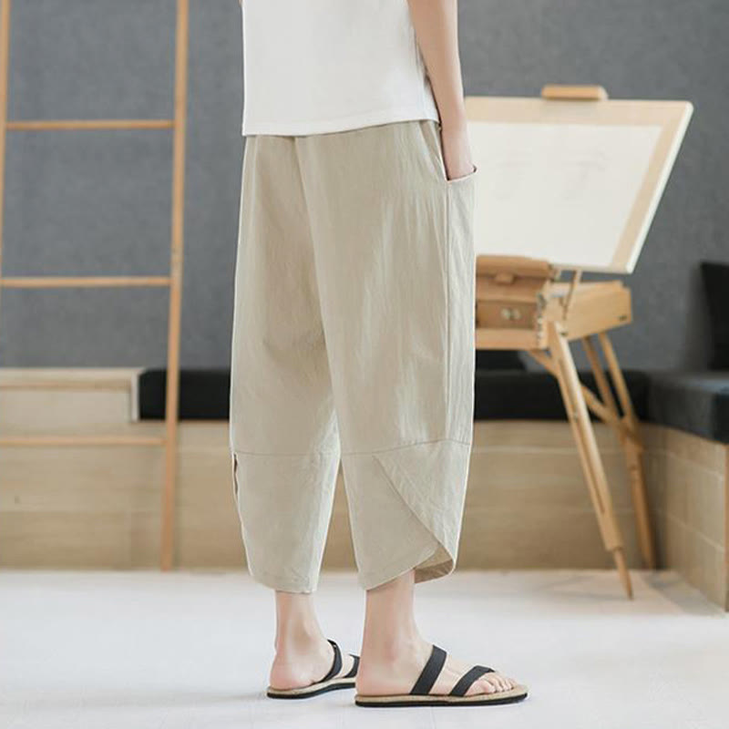 Buddha Stones Sommer-Herrenhose, einfarbig, Länge 7-8, Kordelzug, mit Taschen - image 40
