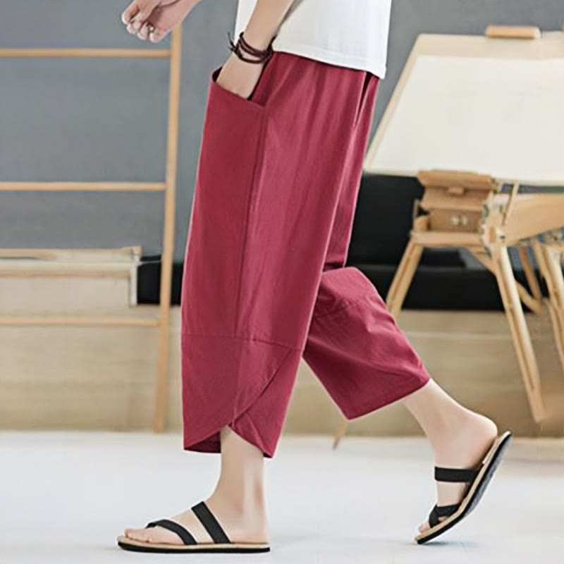 Buddha Stones Sommer-Herrenhose, einfarbig, Länge 7-8, Kordelzug, mit Taschen - image 35