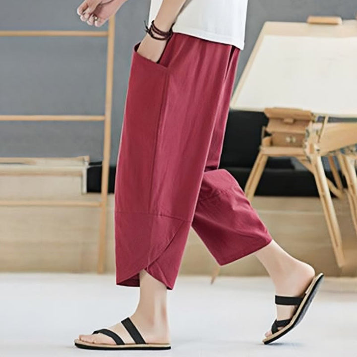 Buddha Stones Sommer-Herrenhose, einfarbig, Länge 7-8, Kordelzug, mit Taschen - image 35
