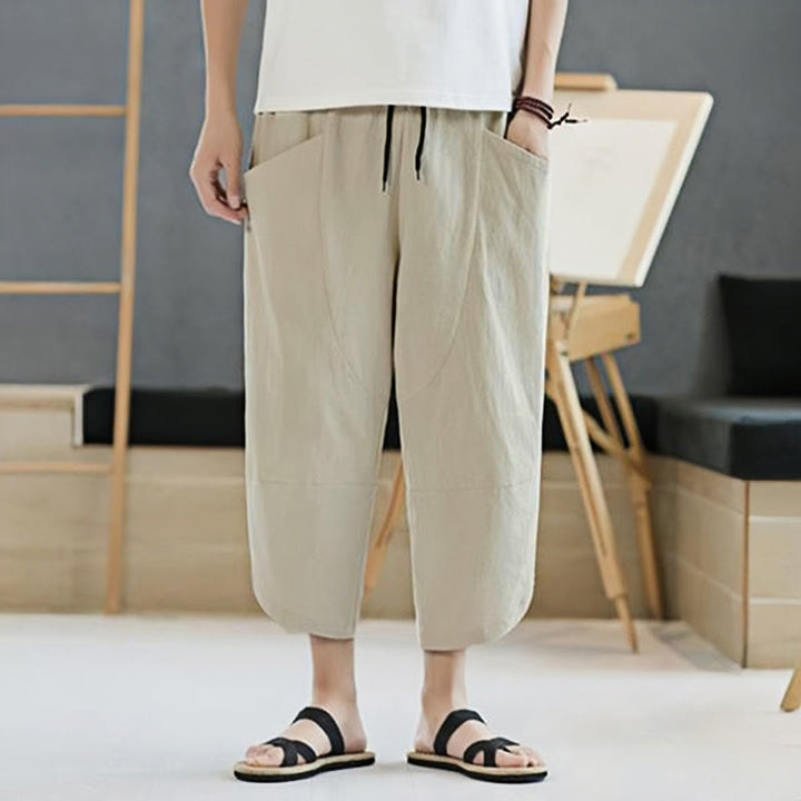 Buddha Stones Sommer-Herrenhose, einfarbig, Länge 7-8, Kordelzug, mit Taschen - image 38