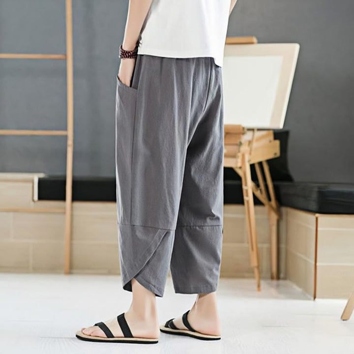 Buddha Stones Sommer-Herrenhose, einfarbig, Länge 7-8, Kordelzug, mit Taschen - image 17