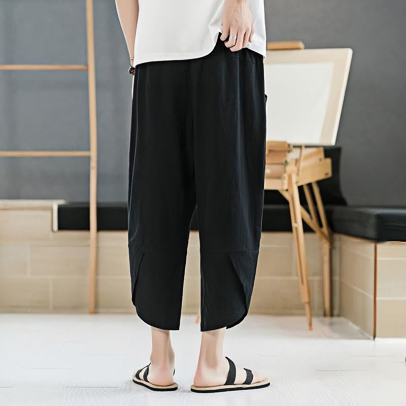Buddha Stones Sommer-Herrenhose, einfarbig, Länge 7-8, Kordelzug, mit Taschen - image 10