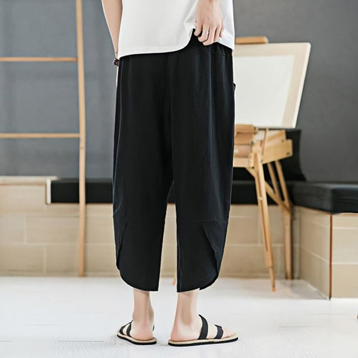 Buddha Stones Sommer-Herrenhose, einfarbig, Länge 7-8, Kordelzug, mit Taschen - image 10