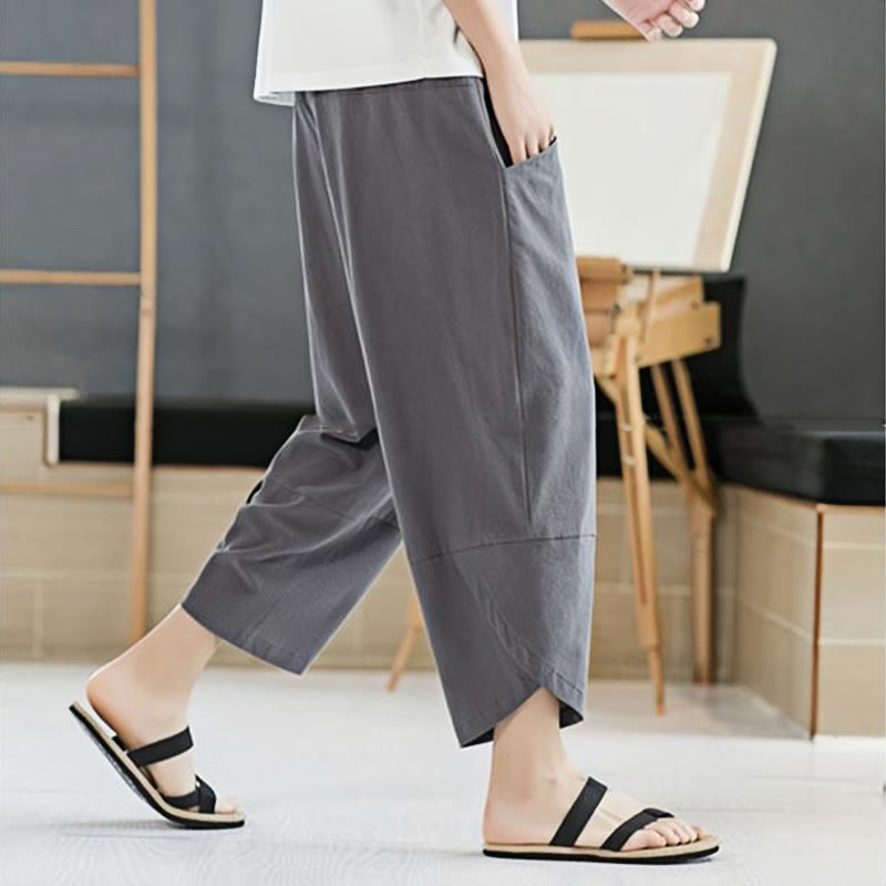 Buddha Stones Sommer-Herrenhose, einfarbig, Länge 7-8, Kordelzug, mit Taschen - image 15