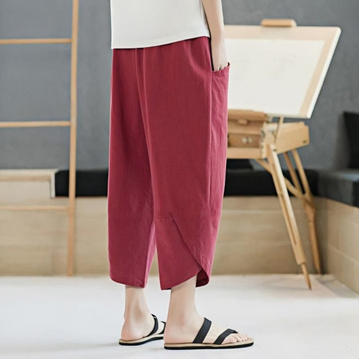 Buddha Stones Sommer-Herrenhose, einfarbig, Länge 7-8, Kordelzug, mit Taschen - image 31
