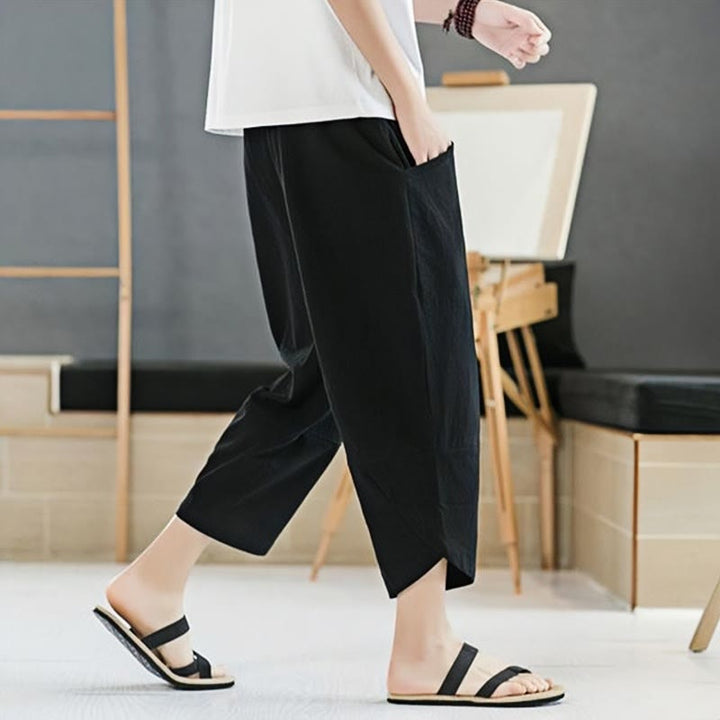 Buddha Stones Sommer-Herrenhose, einfarbig, Länge 7-8, Kordelzug, mit Taschen - image 9