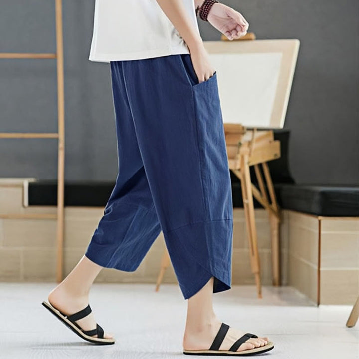 Buddha Stones Sommer-Herrenhose, einfarbig, Länge 7-8, Kordelzug, mit Taschen - image 24