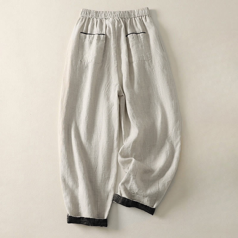 Buddha Stones Sommer-Freizeithose, einfarbig, mit Kordelzug und Taschen für Damen - image 1
