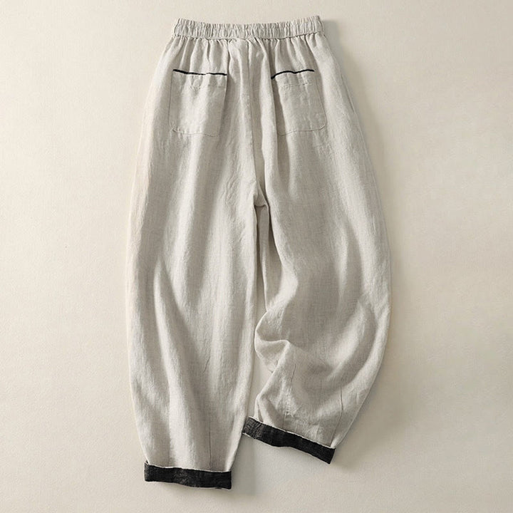 Buddha Stones Sommer-Freizeithose, einfarbig, mit Kordelzug und Taschen für Damen - image 1