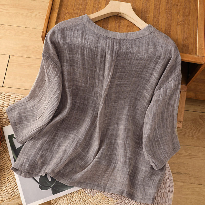 Buddha Stones Lässiges Sommer-T-Shirt für Damen mit Rundhalsausschnitt und Dreiviertelärmeln - image 17
