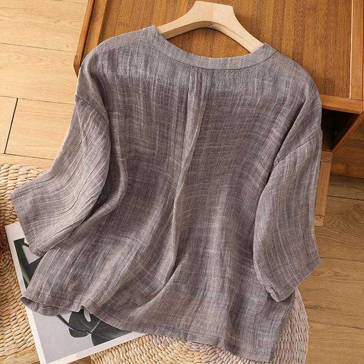 Buddha Stones Lässiges Sommer-T-Shirt für Damen mit Rundhalsausschnitt und Dreiviertelärmeln - image 17