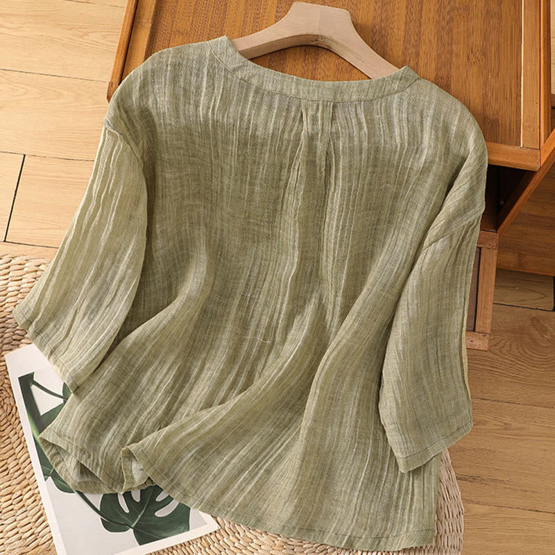 Buddha Stones Lässiges Sommer-T-Shirt für Damen mit Rundhalsausschnitt und Dreiviertelärmeln - image 1