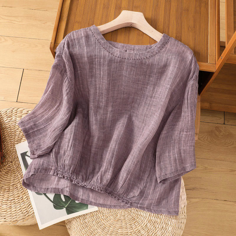 Buddha Stones Lässiges Sommer-T-Shirt für Damen mit Rundhalsausschnitt und Dreiviertelärmeln - Mittelgroße Orchidee - US12, UK/AU16, EU44 (2XL) - image 8