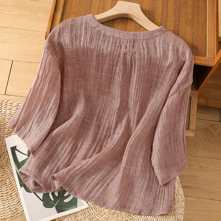Buddha Stones Lässiges Sommer-T-Shirt für Damen mit Rundhalsausschnitt und Dreiviertelärmeln - image 25