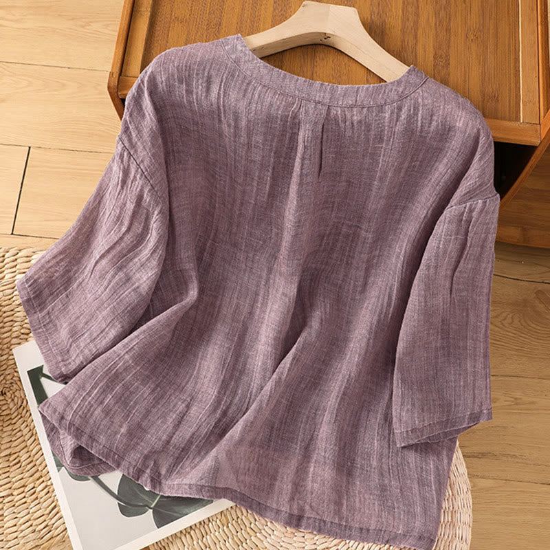 Buddha Stones Lässiges Sommer-T-Shirt für Damen mit Rundhalsausschnitt und Dreiviertelärmeln - image 9