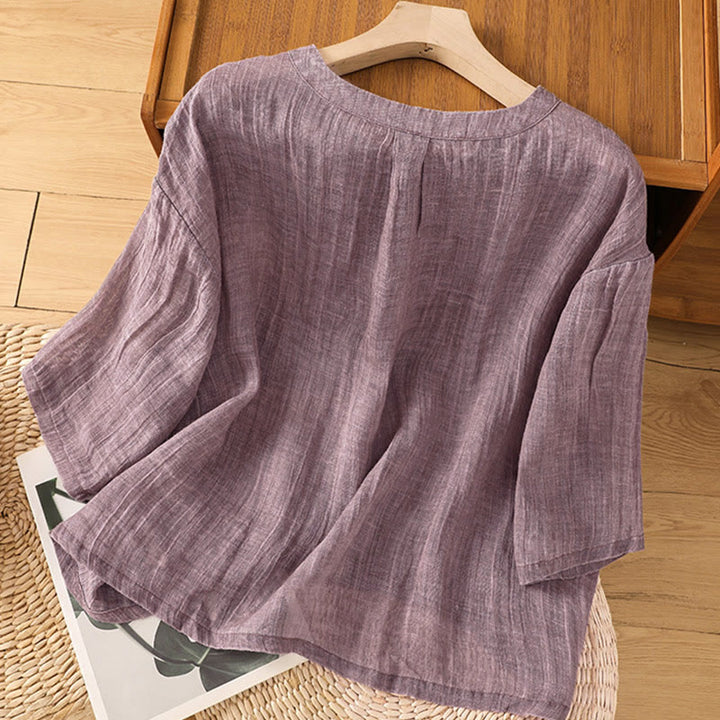 Buddha Stones Lässiges Sommer-T-Shirt für Damen mit Rundhalsausschnitt und Dreiviertelärmeln - image 9