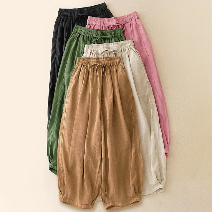 Buddha Stones Sommer-Caprihose mit elastischem Bund und Taschen - image 32