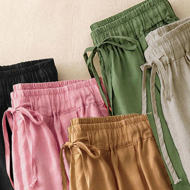 Buddha Stones Sommer-Caprihose mit elastischem Bund und Taschen - image 33