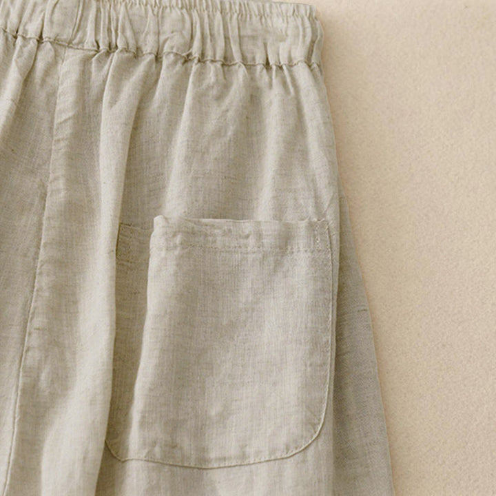 Buddha Stones Sommer-Caprihose mit elastischem Bund und Taschen - image 3