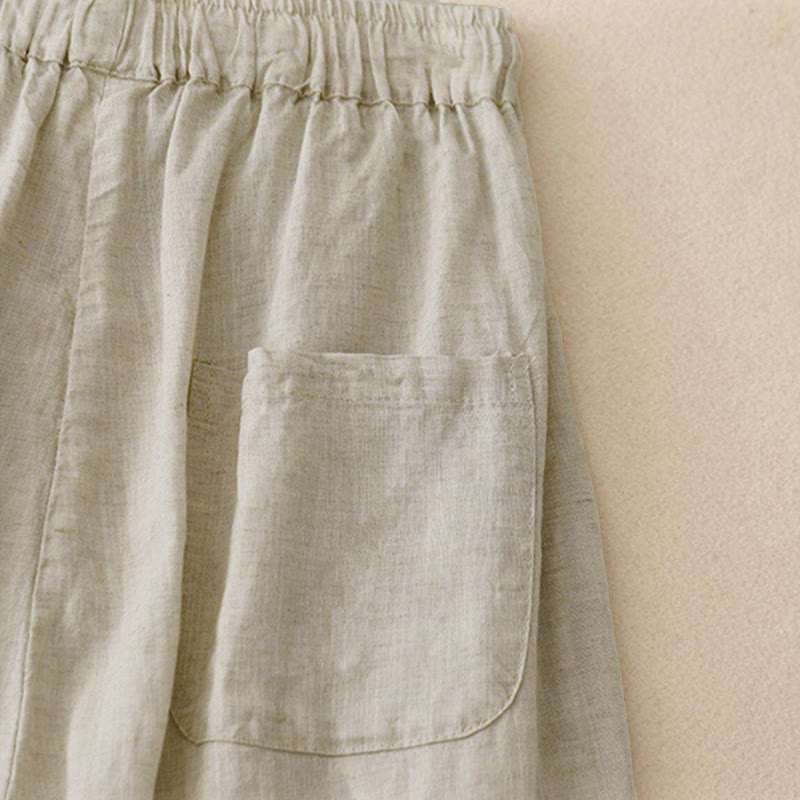 Buddha Stones Sommer-Caprihose mit elastischem Bund und Taschen - image 3