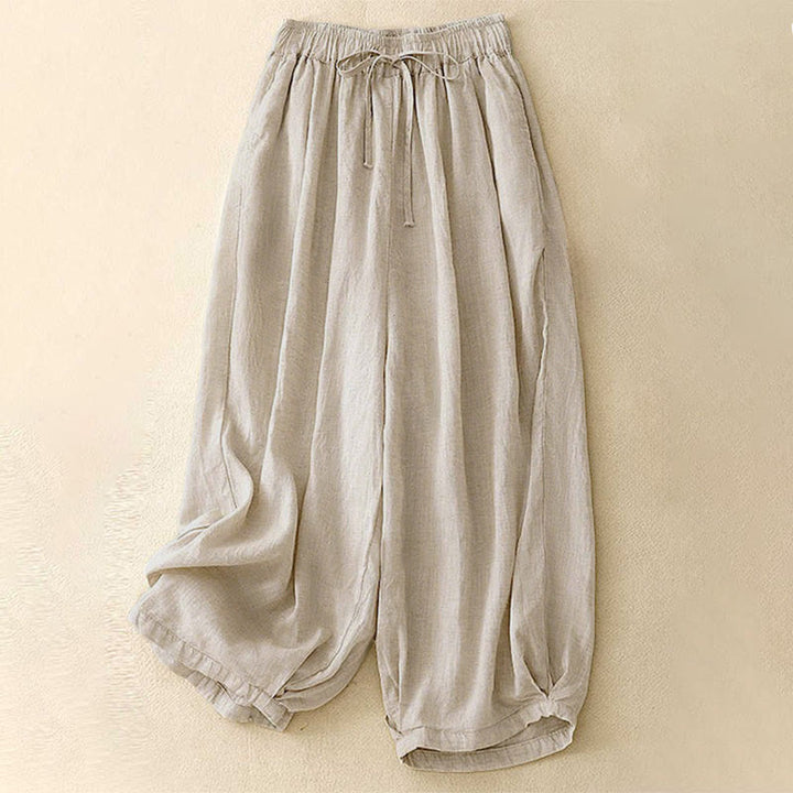 Buddha Stones Sommer-Caprihose mit elastischem Bund und Taschen - Beige - US 8-10, UK/AU 12-14, EU 40-42 (2XL) - image 0
