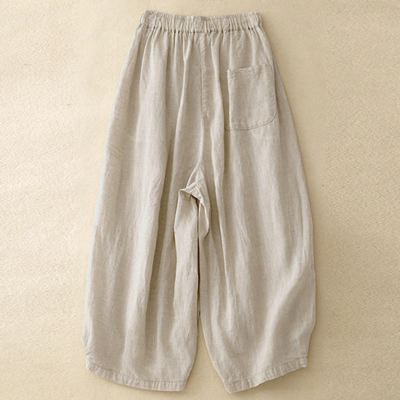 Buddha Stones Sommer-Caprihose mit elastischem Bund und Taschen - image 1