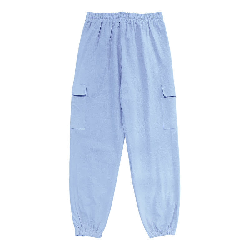 Buddha Stones Herren-Cargohose aus Leinen mit Kordelzug und Taschen - image 11