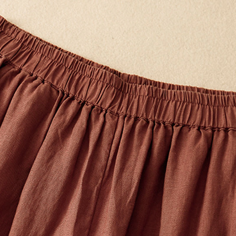 Buddha Stones Lässige, schlichte, knöchellange Leinenhose für Damen mit Taschen - image 16
