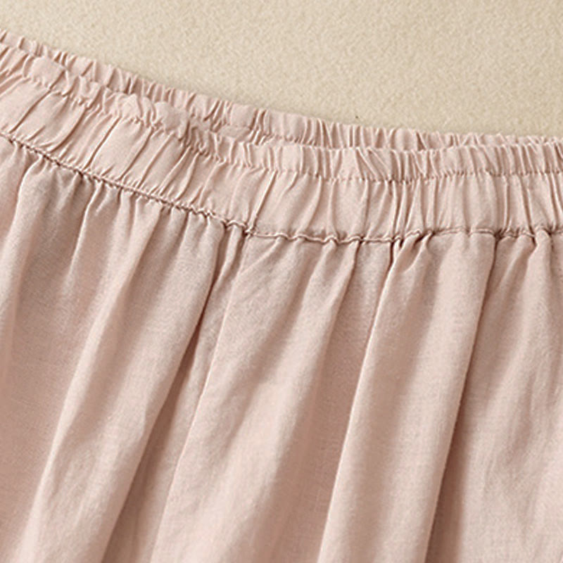 Buddha Stones Lässige, schlichte, knöchellange Leinenhose für Damen mit Taschen - image 21