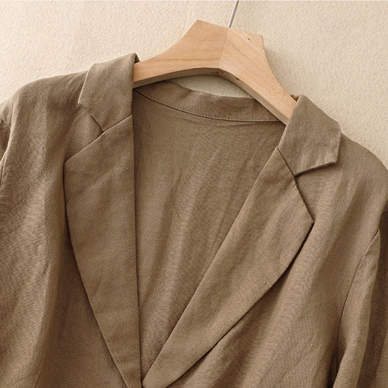 Buddha Stones Commute Retro Damenjacke mit Revers und Taschen in reinen Farben - image 1