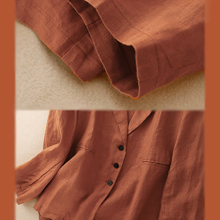 Buddha Stones Commute Retro Damenjacke mit Revers und Taschen in reinen Farben - image 15