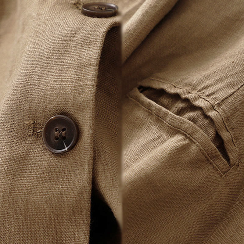 Buddha Stones Commute Retro Damenjacke mit Revers und Taschen in reinen Farben - image 3