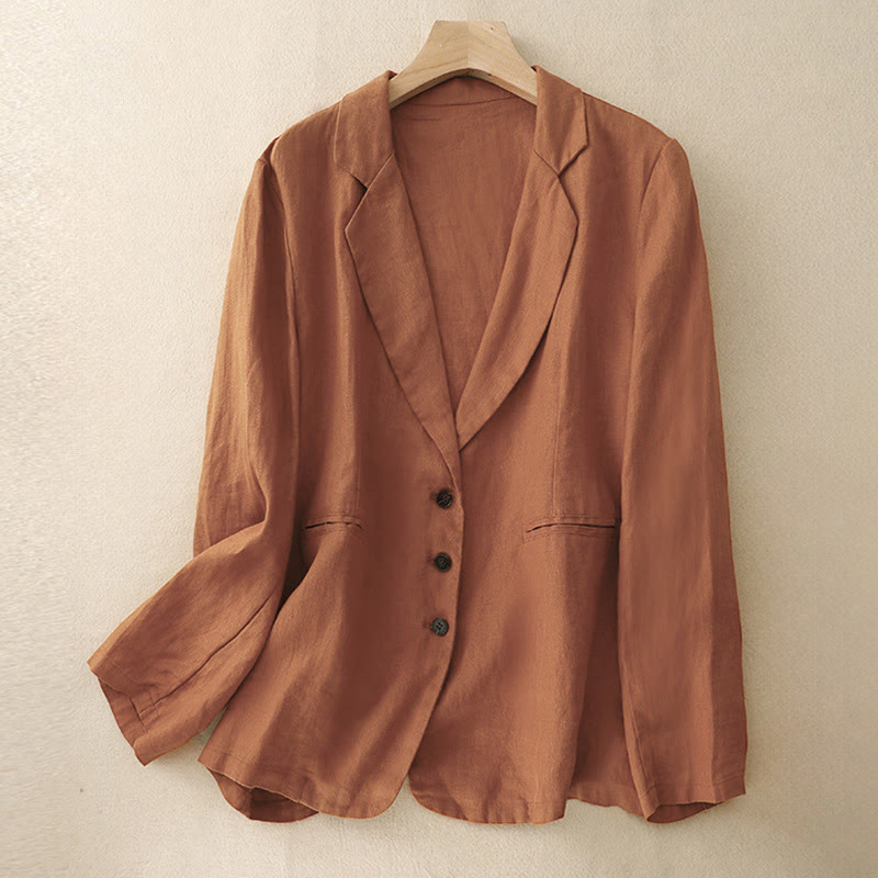 Buddha Stones Commute Retro Damenjacke mit Revers und Taschen in reinen Farben - Orangerot - US8-10, UK/AU12-14, EU40-42 (2XL) - image 13