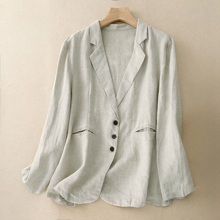 Buddha Stones Commute Retro Damenjacke mit Revers und Taschen in reinen Farben - FloralWhite - US8-10, UK/AU12-14, EU40-42 (2XL) - image 7